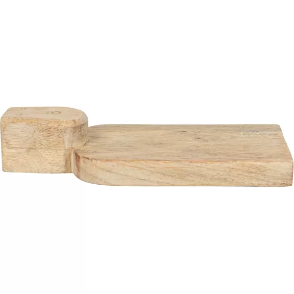 imageCreative CoOp Medium HandCarved Mango Wood Slicer Face Handle Design and Combed Finish Natural Cheese and Cutting Board