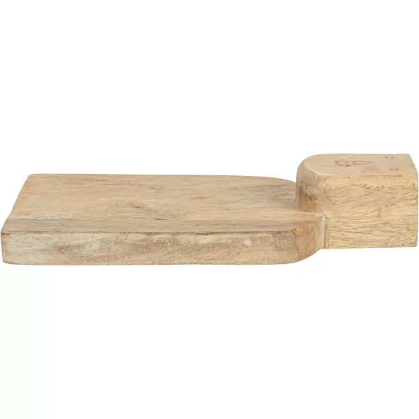 imageCreative CoOp Medium HandCarved Mango Wood Slicer Face Handle Design and Combed Finish Natural Cheese and Cutting Board