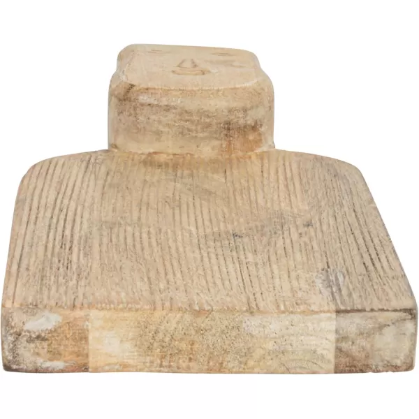 imageCreative CoOp Medium HandCarved Mango Wood Slicer Face Handle Design and Combed Finish Natural Cheese and Cutting Board