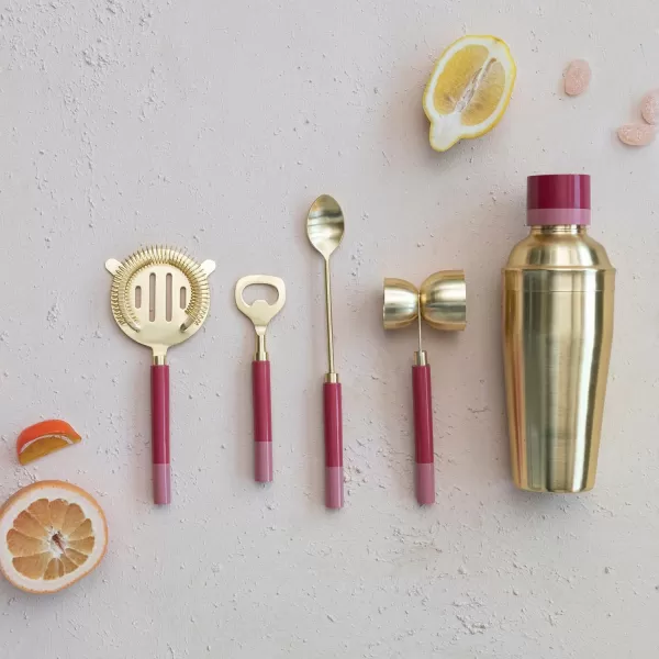 imageCreative CoOp MidCentury Stainless Steel 2Tone Resin Lid Gold Finish Cocktail Shaker