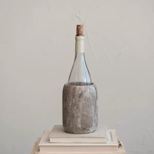 imageCreative CoOp Modern Marble Bottle Holder White Crock Natural