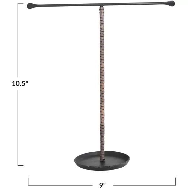 imageCreative CoOp Modern Metal and Leather Black Jewelry Stand