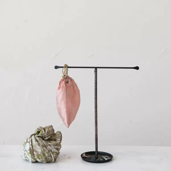 imageCreative CoOp Modern Metal and Leather Black Jewelry Stand
