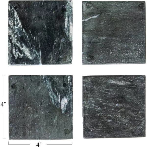 imageCreative CoOp Monochrome Mlange Marble Coaster Set Black Set of 4
