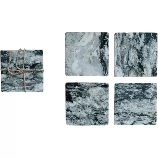 imageCreative CoOp Monochrome Mlange Marble Coaster Set Black Set of 4
