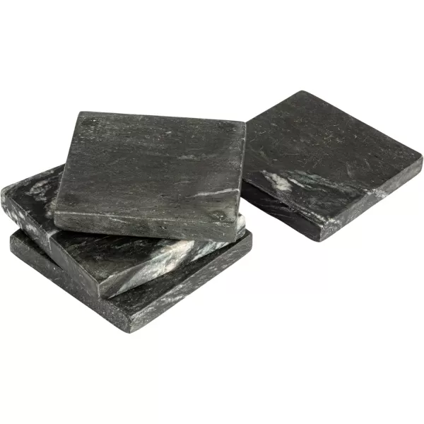 imageCreative CoOp Monochrome Mlange Marble Coaster Set Black Set of 4