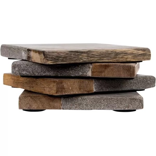 imageCreative CoOp Set of 4 Cement ampamp Wood Coasters