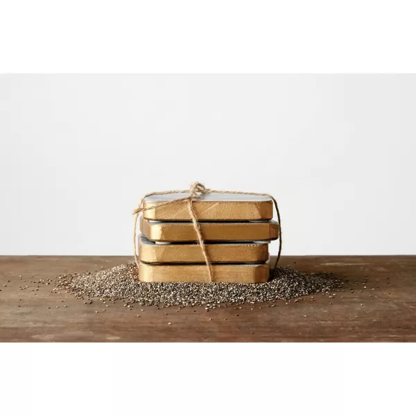 imageCreative CoOp Set of 4 Grey Marble Gold Edges Coasters 6 Piece