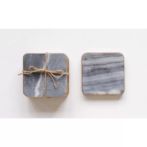 imageCreative CoOp Set of 4 Grey Marble Gold Edges Coasters 6 Piece