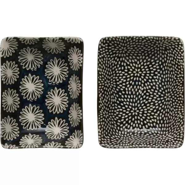 imageCreative CoOp 375quot Rectangle Stoneware Set of 2 Patterns Dish Midnight BlueDish