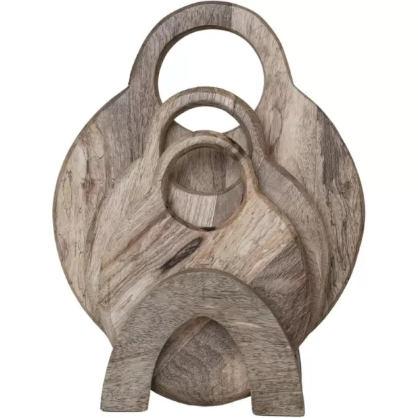 imageCreative CoOp 3Piece Round Mango Wood Cutting Boards with Stand Natural