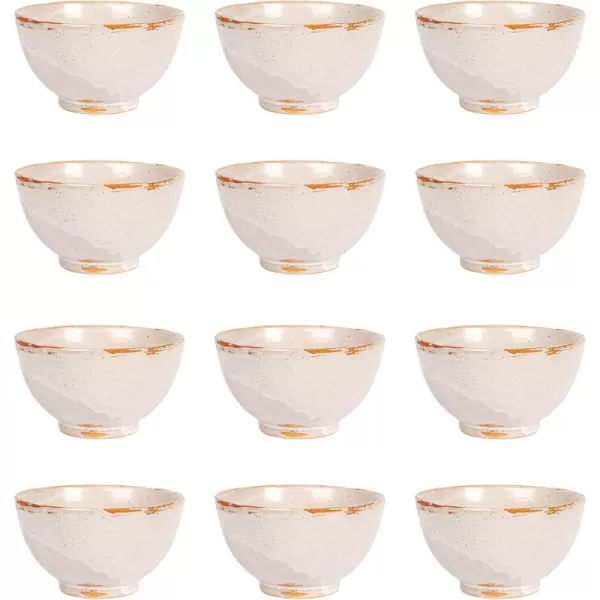 imageCreative CoOp 4 Inches Round Stoneware Dinnerware Set with Reactive Glaze Cream Set of 12 Bowls