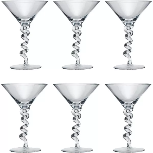 imageCreative CoOp 6 Oz Twisted Stem Martini Glasses Clear Set of 6