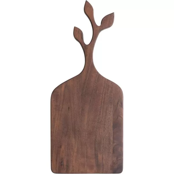 imageCreative CoOp Acacia Wood Slicer Branch Shape Design Handle Walnut Finish Cheese and Cutting Board