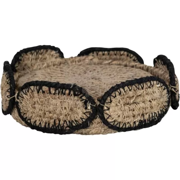 imageCreative CoOp Boho 2Tone Woven Seagrass Basket Holder Natural and Black Set of 4 Coaster