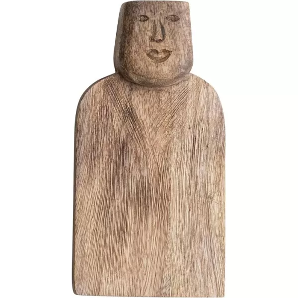 imageCreative CoOp Compact HandCarved Mango Wood Slicer Face Handle Design and Combed Finish Natural Cheese and Cutting Board