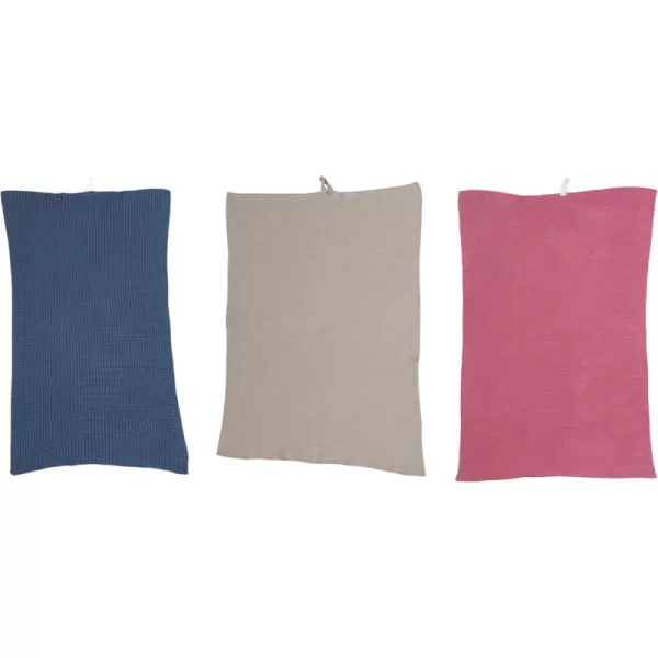 imageCreative CoOp Cotton Knit Loop Set of 3 Colors Tea Towel Multi