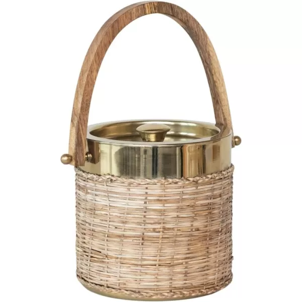 imageCreative CoOp Gold 3Quart BohoChic Rattan and Steel Ice Bucket Medium