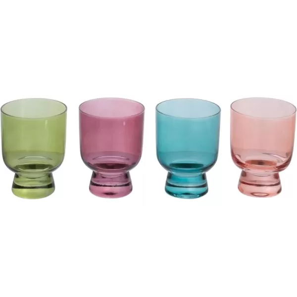 imageCreative CoOp Hand Blown Footed Drinking Glasses 6 Ounces 4 Assorted Colors Glassware MultiGreen  Rose  Teal  Pink