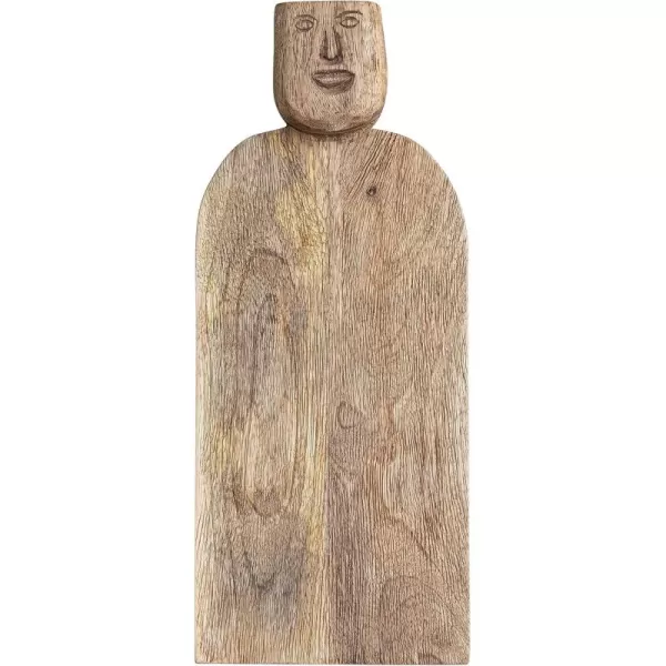 imageCreative CoOp Medium HandCarved Mango Wood Slicer Face Handle Design and Combed Finish Natural Cheese and Cutting Board