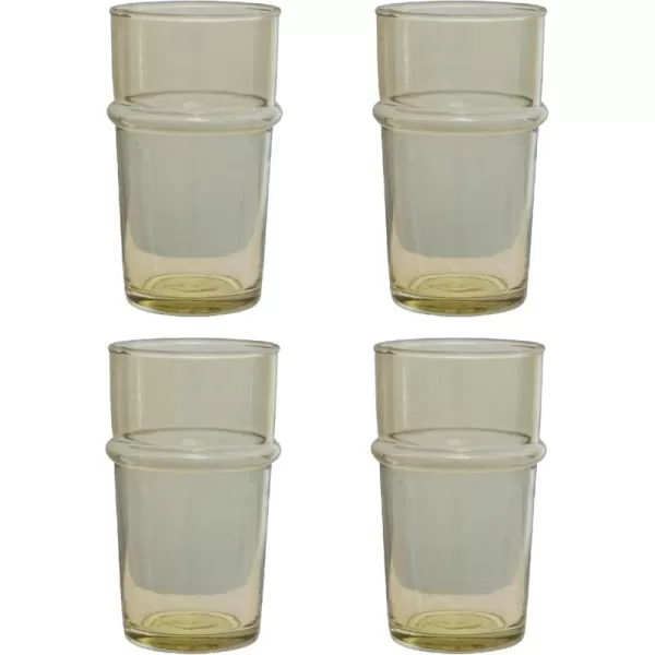 imageCreative CoOp Modern Embossed Set of 4 Chartreuse Drinking Glass Yellow