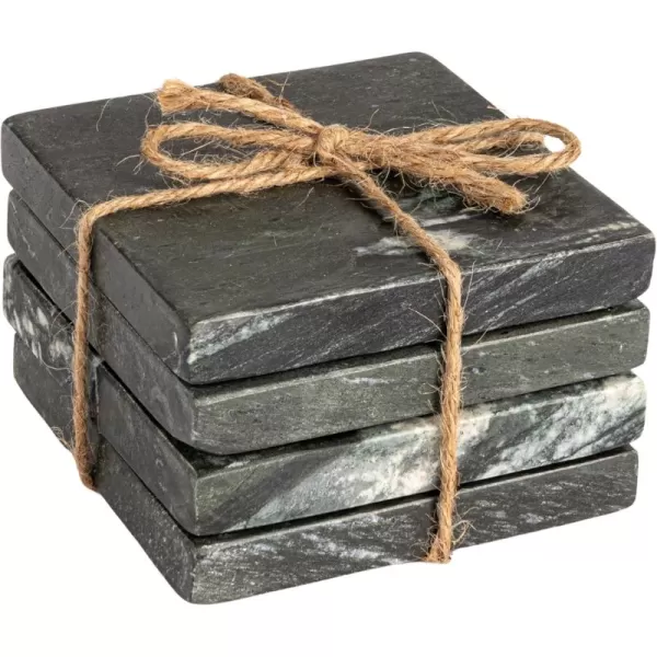 imageCreative CoOp Monochrome Mlange Marble Coaster Set Black Set of 4