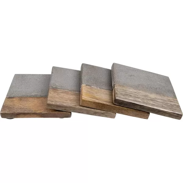 imageCreative CoOp Set of 4 Cement ampamp Wood Coasters