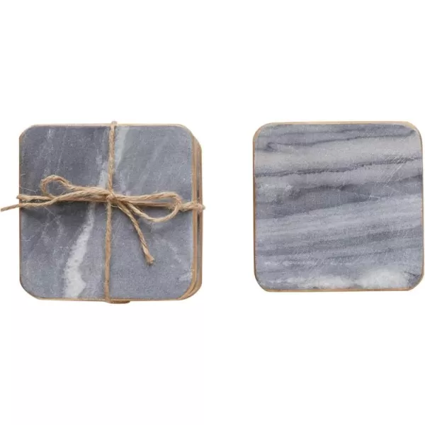 imageCreative CoOp Set of 4 Grey Marble Gold Edges Coasters 6 Piece