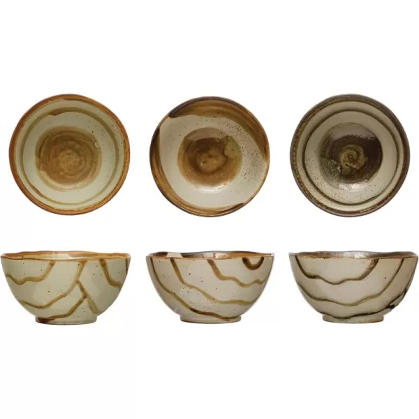 imageCreative CoOp Stoneware Painted Designs Set of 3 Styles Multicolor Bowl Multi