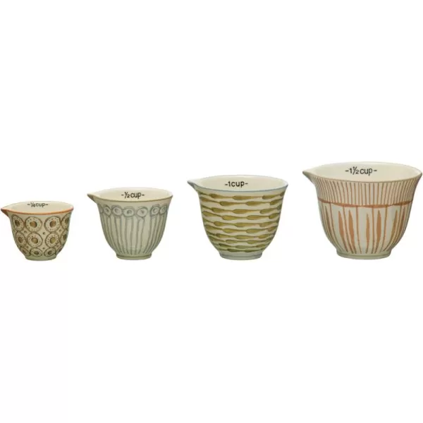 imageCreative CoOp Stoneware Pour Spout Set of 4 Sizes Multicolor Measuring Cups Multi