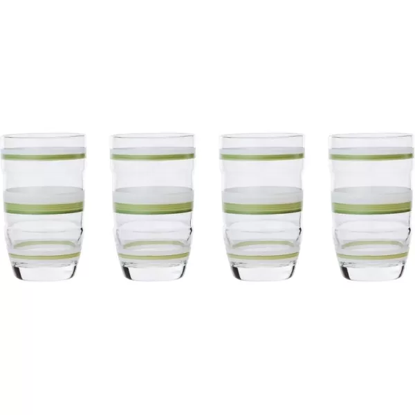 imageCreative CoOp Striped Drinking Glass Green and White Set of 4