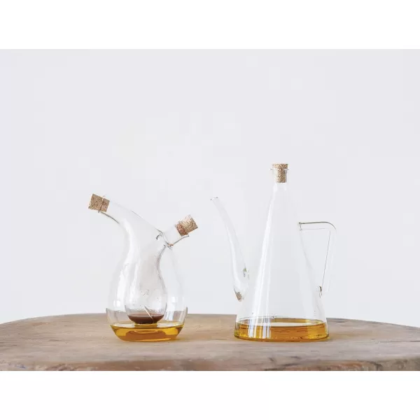 imageClear Handblown Glass Two in One Oil ampamp Vinegar Cruet with Cork Stoppers