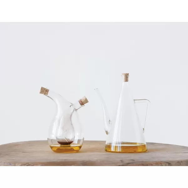 imageClear Handblown Glass Two in One Oil ampamp Vinegar Cruet with Cork Stoppers