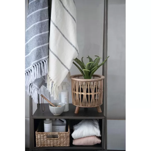 imageCreative CoOp 1125quot 135quot ampamp 1575quot Woven Bamboo Footed Set of 3 Sizes Baskets Beige