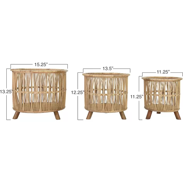imageCreative CoOp 1125quot 135quot ampamp 1575quot Woven Bamboo Footed Set of 3 Sizes Baskets Beige
