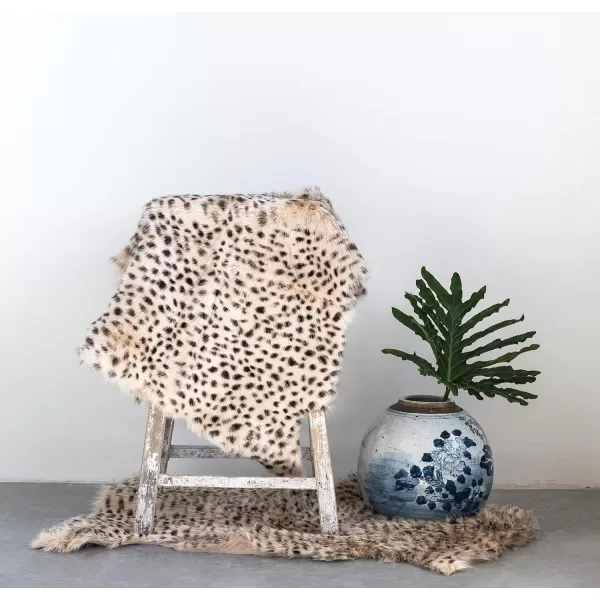 imageCreative CoOp 2 x 3 Leopard Print Goat Fur Rugs Brown