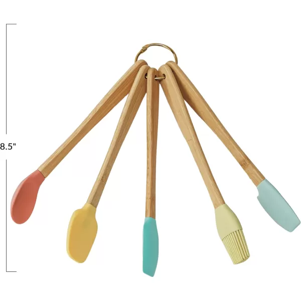 imageCreative CoOp Bamboo and Silicone Spatula Set Multicolor Set of 5Brights