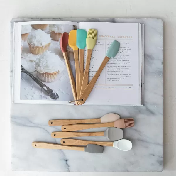 imageCreative CoOp Bamboo and Silicone Spatula Set Multicolor Set of 5Brights