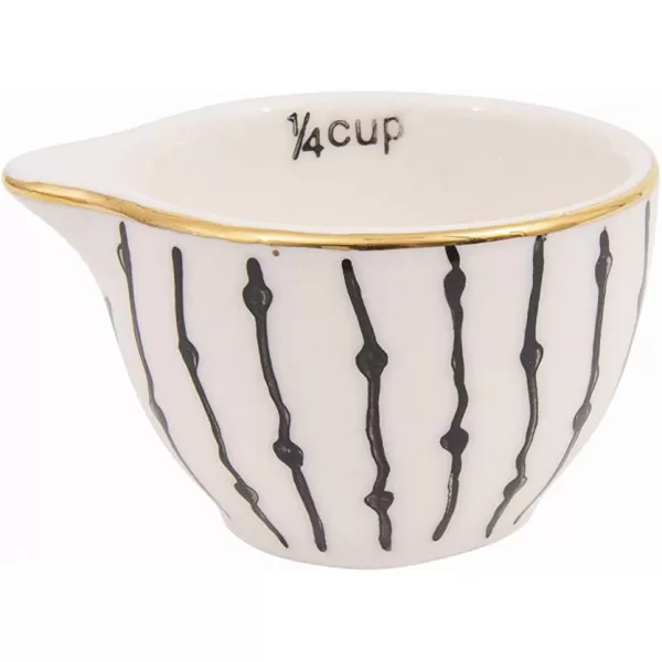 imageCreative CoOp Black ampamp White Stoneware Measuring Cups with Gold Electroplating Set of 4 Sizes