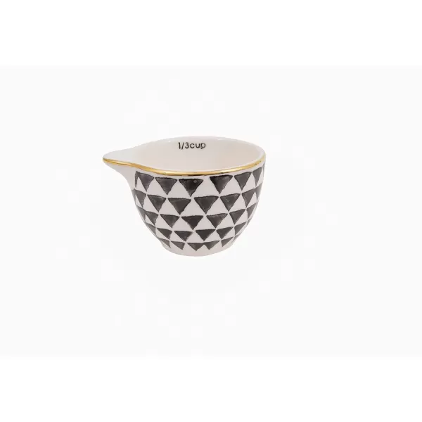 imageCreative CoOp Black ampamp White Stoneware Measuring Cups with Gold Electroplating Set of 4 Sizes