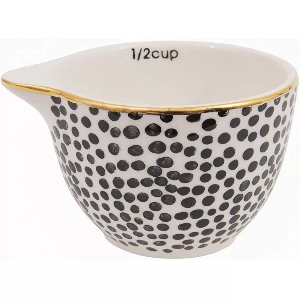 imageCreative CoOp Black ampamp White Stoneware Measuring Cups with Gold Electroplating Set of 4 Sizes
