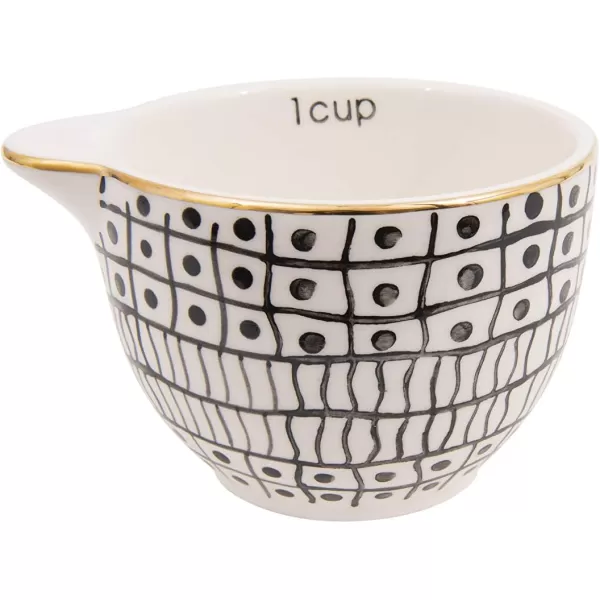 imageCreative CoOp Black ampamp White Stoneware Measuring Cups with Gold Electroplating Set of 4 Sizes