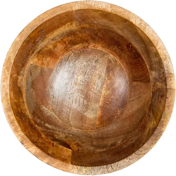 imageCreative CoOp Boho Wood Pedestal Serving Bowl Black FinishLight Brown