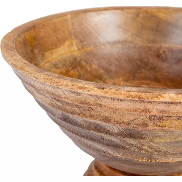 imageCreative CoOp Boho Wood Pedestal Serving Bowl Black FinishLight Brown