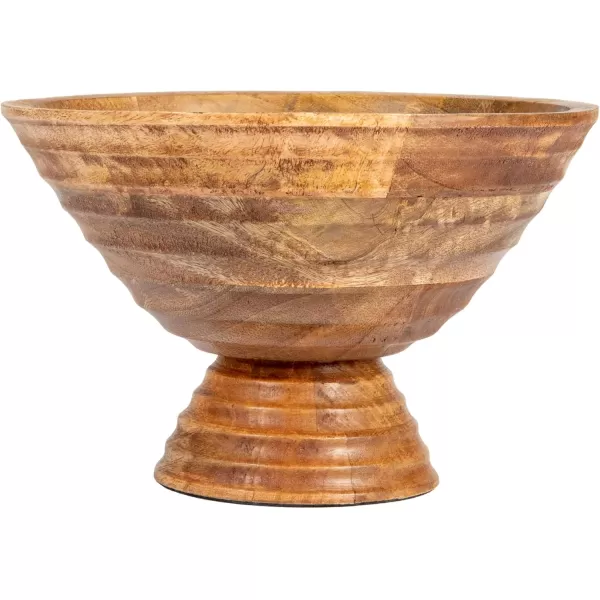 imageCreative CoOp Boho Wood Pedestal Serving Bowl Black FinishLight Brown