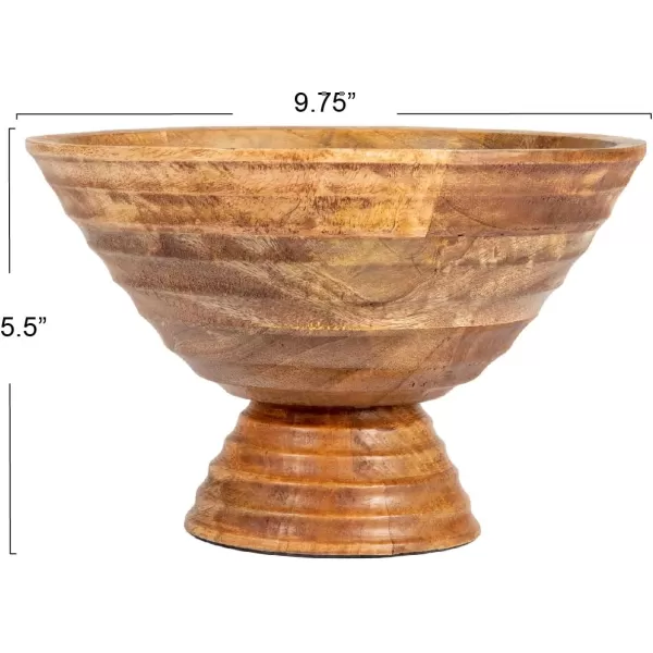 imageCreative CoOp Boho Wood Pedestal Serving Bowl Black FinishLight Brown
