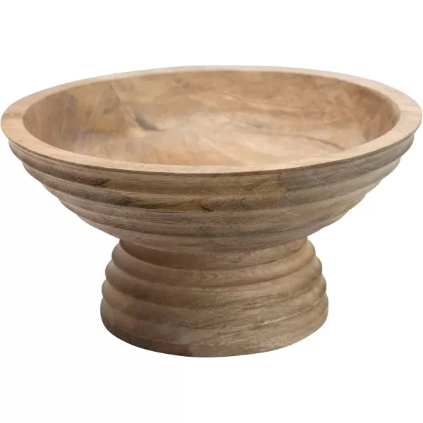 imageCreative CoOp Boho Wood Pedestal Serving Bowl Black FinishNatural