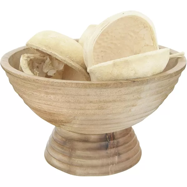 imageCreative CoOp Boho Wood Pedestal Serving Bowl Black FinishNatural
