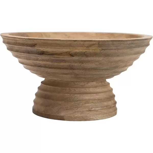 imageCreative CoOp Boho Wood Pedestal Serving Bowl Black FinishNatural