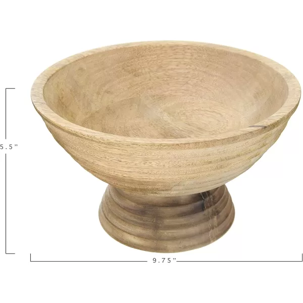 imageCreative CoOp Boho Wood Pedestal Serving Bowl Black FinishNatural